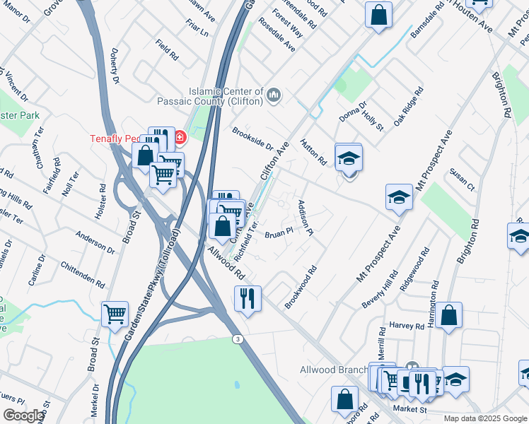 map of restaurants, bars, coffee shops, grocery stores, and more near 8 Lowry Court in Clifton