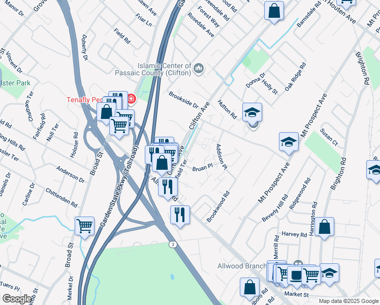 map of restaurants, bars, coffee shops, grocery stores, and more near 8 Lowry Court in Clifton