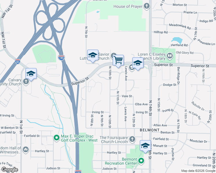 map of restaurants, bars, coffee shops, grocery stores, and more near 921 Phillips Drive in Lincoln