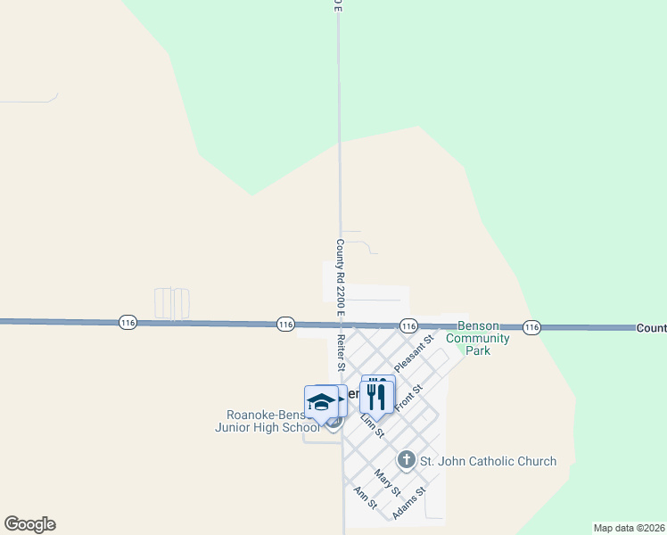 map of restaurants, bars, coffee shops, grocery stores, and more near 305 Reiter Street in Benson