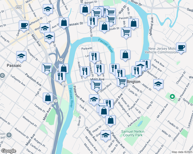 map of restaurants, bars, coffee shops, grocery stores, and more near 113 Wallington Avenue in Wallington