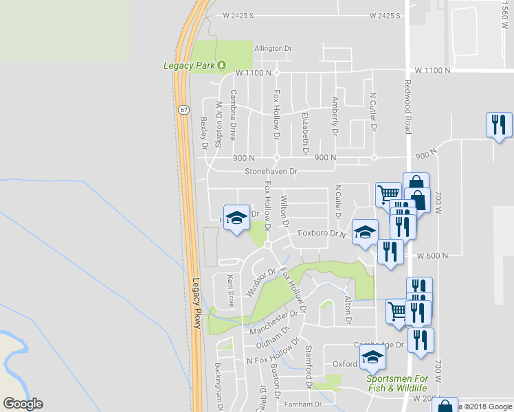 map of restaurants, bars, coffee shops, grocery stores, and more near 736 Haworth Circle in North Salt Lake