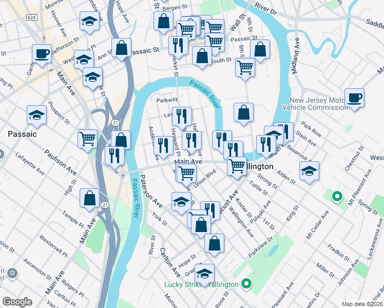 map of restaurants, bars, coffee shops, grocery stores, and more near 113 Wallington Avenue in Wallington