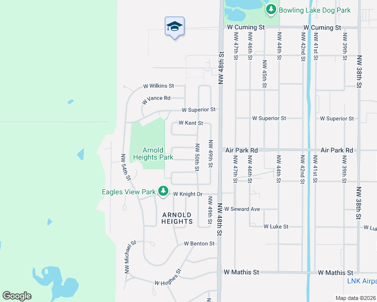 map of restaurants, bars, coffee shops, grocery stores, and more near 5101 West Vale Street in Lincoln