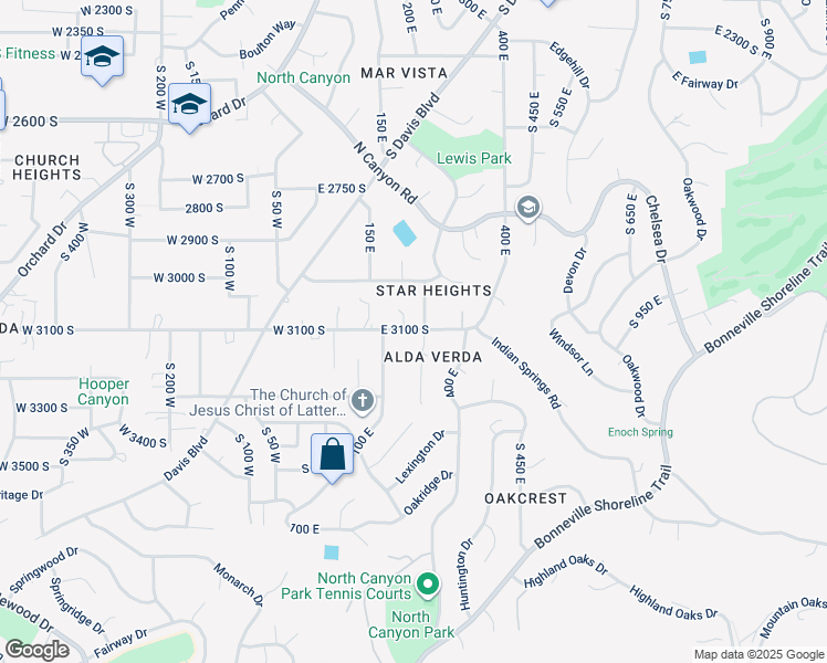 map of restaurants, bars, coffee shops, grocery stores, and more near 178e East 3100 South in Bountiful