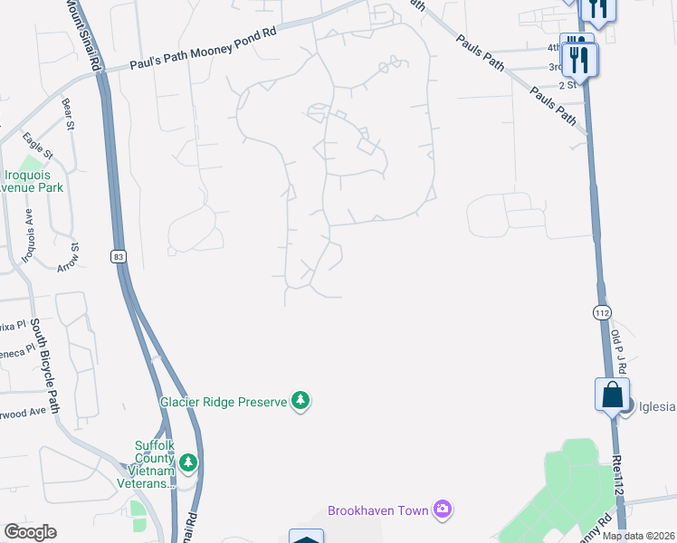 map of restaurants, bars, coffee shops, grocery stores, and more near 853 Skyline Drive in Coram