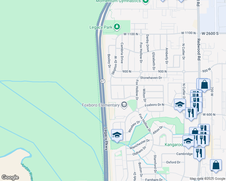 map of restaurants, bars, coffee shops, grocery stores, and more near 748 Skipton in North Salt Lake