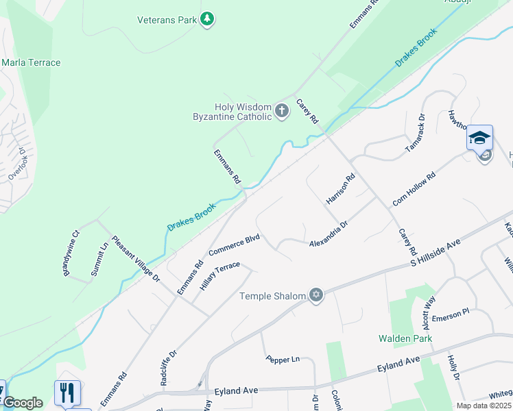 map of restaurants, bars, coffee shops, grocery stores, and more near 15 Schindler Drive in Roxbury Township