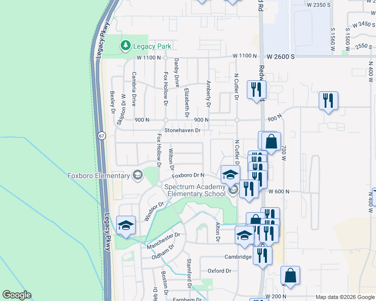 map of restaurants, bars, coffee shops, grocery stores, and more near 950 Longleaf Drive in North Salt Lake