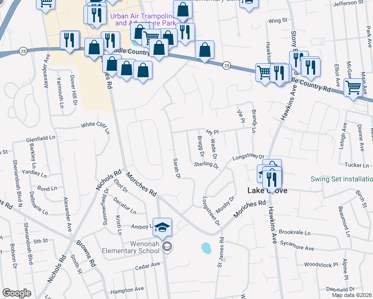 map of restaurants, bars, coffee shops, grocery stores, and more near 12 Sterling Drive in Lake Grove