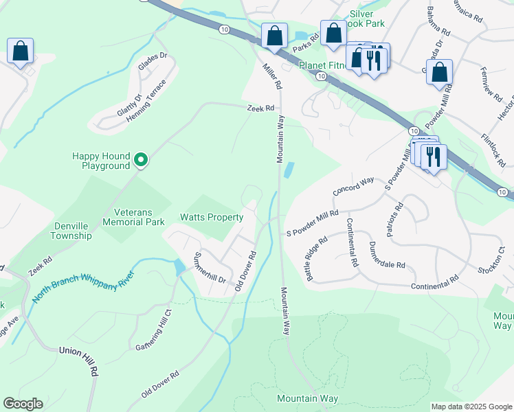 map of restaurants, bars, coffee shops, grocery stores, and more near 700 Mountain Way in Morris Plains