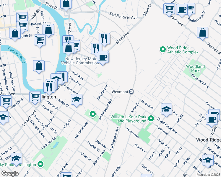 map of restaurants, bars, coffee shops, grocery stores, and more near 50 Willow Avenue in Wallington