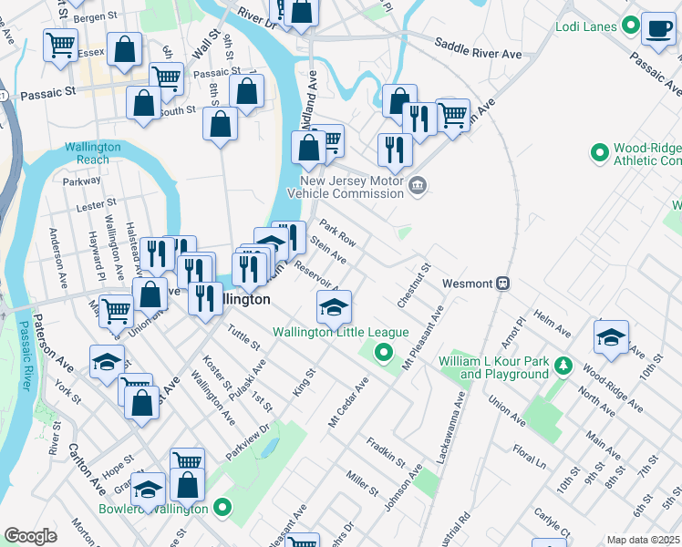 map of restaurants, bars, coffee shops, grocery stores, and more near 35 Adamson Street in Wallington