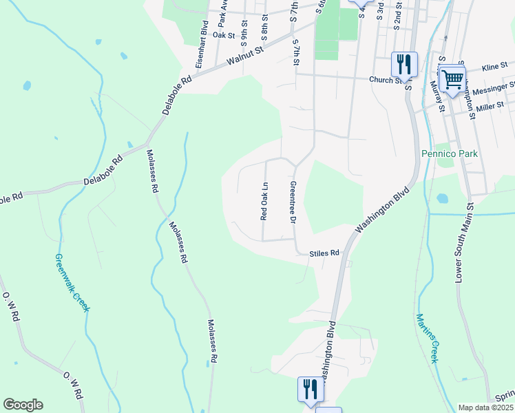 map of restaurants, bars, coffee shops, grocery stores, and more near 155 Red Oak Lane in Bangor