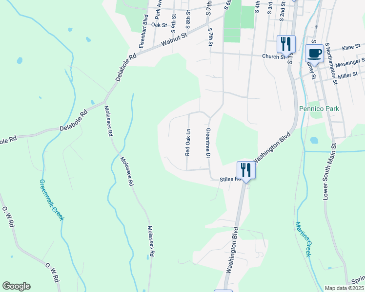 map of restaurants, bars, coffee shops, grocery stores, and more near 155 Red Oak Lane in Bangor