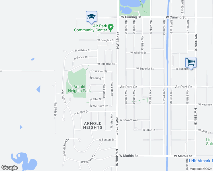 map of restaurants, bars, coffee shops, grocery stores, and more near 4148 Northwest 50th Street in Lincoln