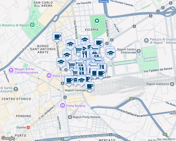 map of restaurants, bars, coffee shops, grocery stores, and more near 17 Via Ferrara in Napoli