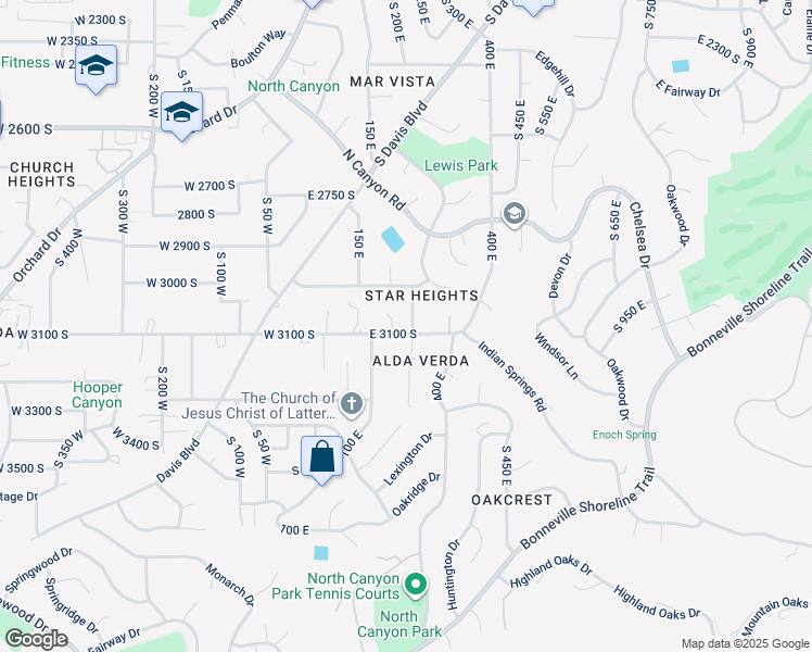 map of restaurants, bars, coffee shops, grocery stores, and more near 178e East 3100 South in Bountiful