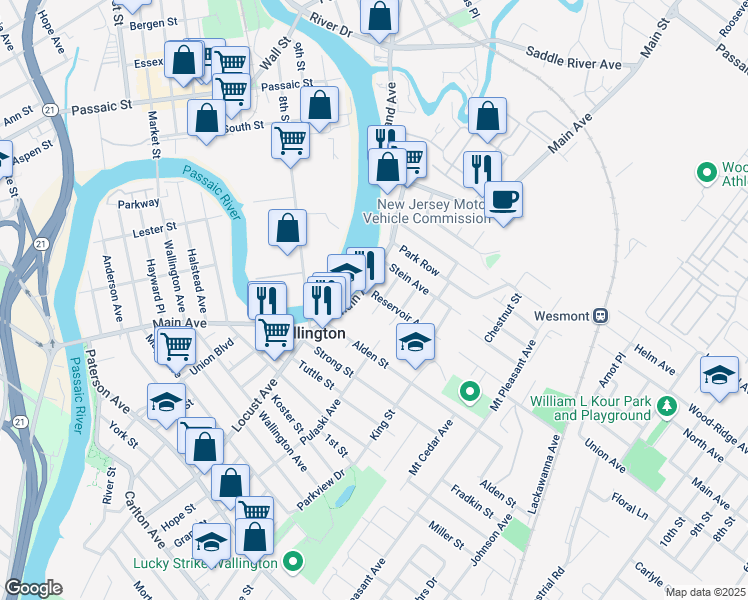 map of restaurants, bars, coffee shops, grocery stores, and more near 14 Orchard Street in Wallington