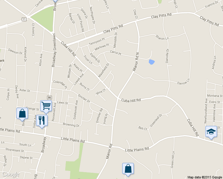 map of restaurants, bars, coffee shops, grocery stores, and more near 119 Cuba Hill Road in Greenlawn