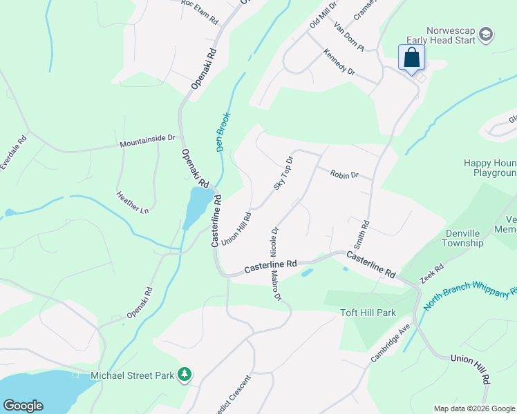 map of restaurants, bars, coffee shops, grocery stores, and more near 16 Union Hill Road in Denville