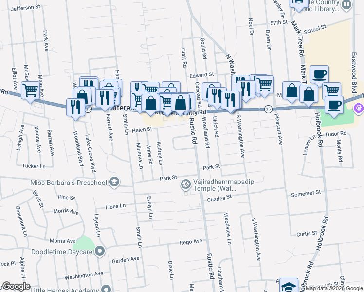 map of restaurants, bars, coffee shops, grocery stores, and more near 8 Silver Drive in Centereach