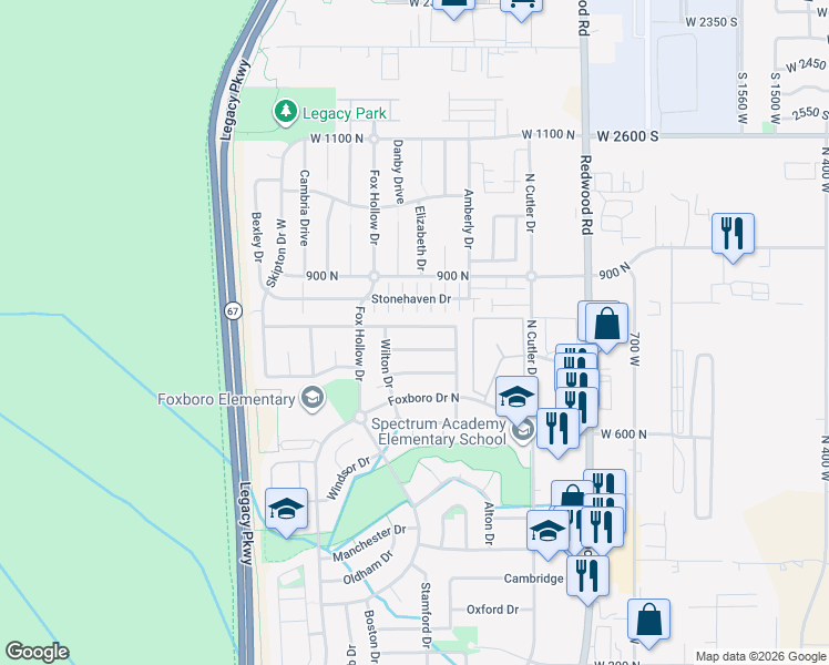 map of restaurants, bars, coffee shops, grocery stores, and more near 961 York Drive in North Salt Lake