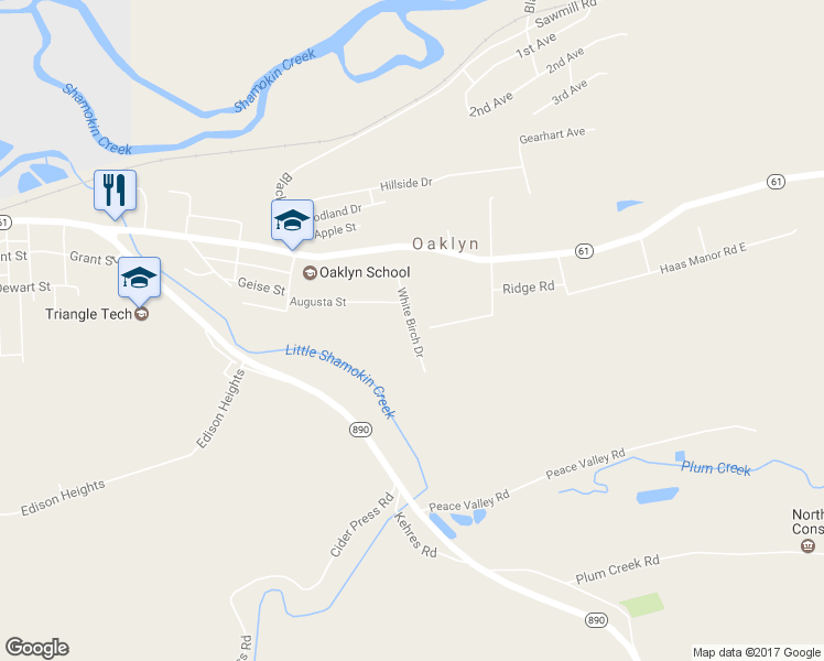 map of restaurants, bars, coffee shops, grocery stores, and more near White Birch Drive in Sunbury