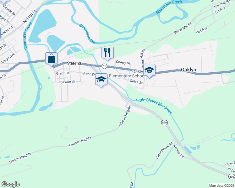 map of restaurants, bars, coffee shops, grocery stores, and more near Keefer Road in Sunbury