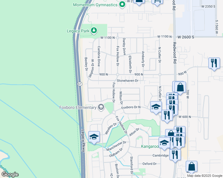 map of restaurants, bars, coffee shops, grocery stores, and more near 767 Fox Hollow Drive in North Salt Lake