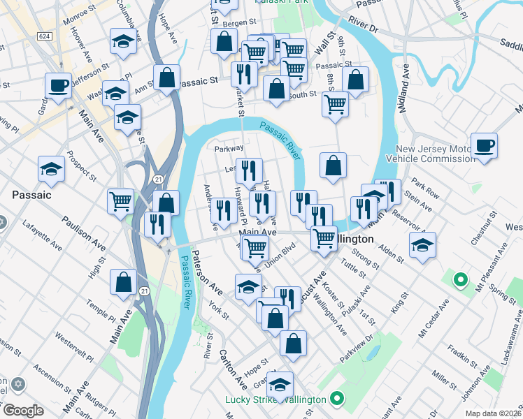 map of restaurants, bars, coffee shops, grocery stores, and more near 113 Wallington Avenue in Wallington