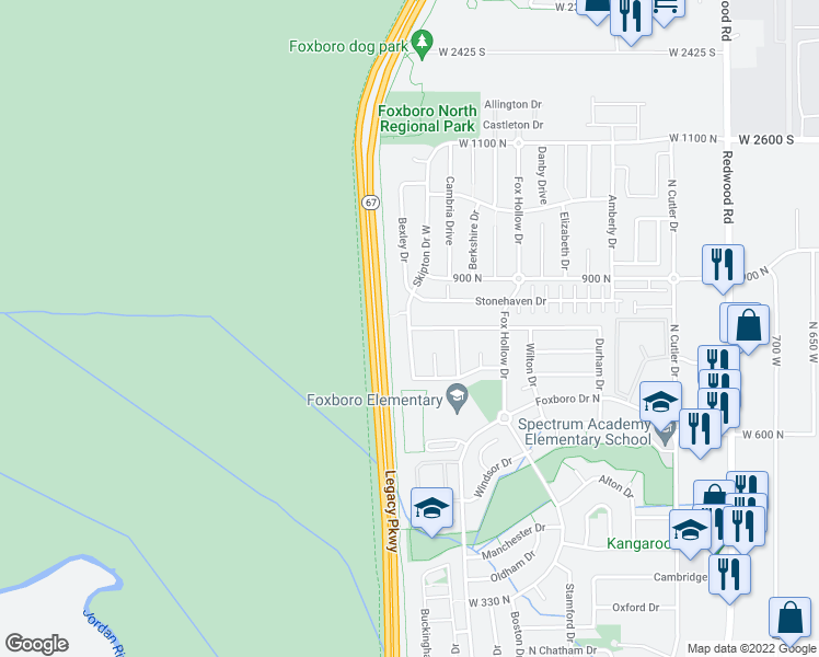 map of restaurants, bars, coffee shops, grocery stores, and more near 773 Skipton in North Salt Lake