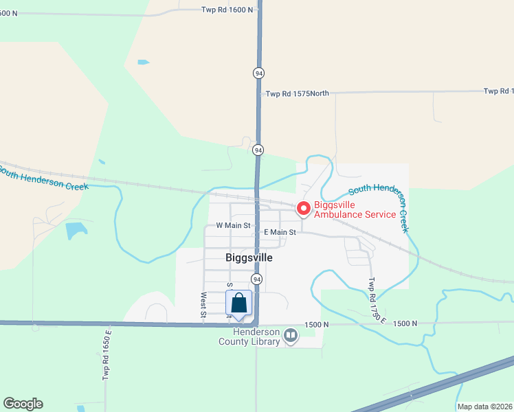 map of restaurants, bars, coffee shops, grocery stores, and more near North Church Street in Biggsville