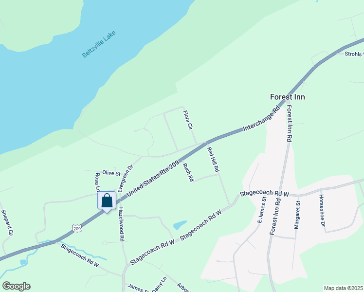 map of restaurants, bars, coffee shops, grocery stores, and more near 435 Evergreen Drive in Lehighton