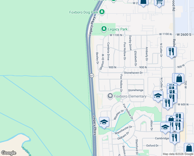 map of restaurants, bars, coffee shops, grocery stores, and more near 748 Skipton Drive West in North Salt Lake