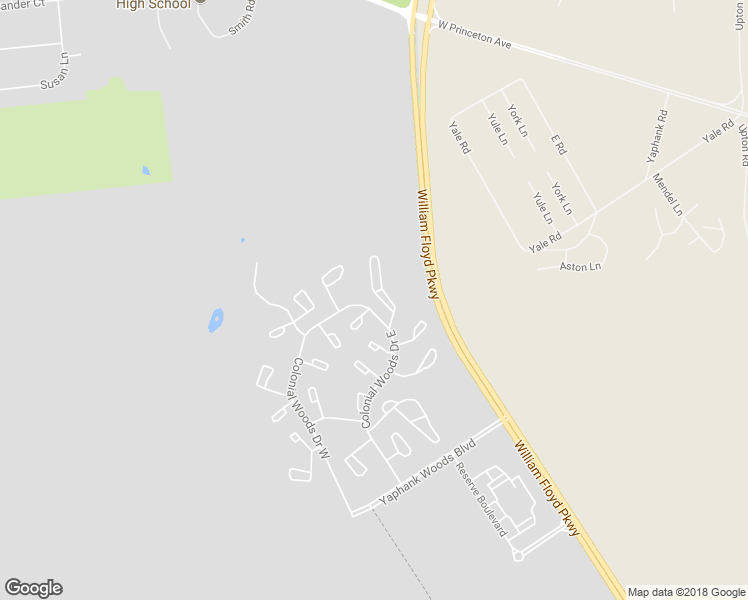 map of restaurants, bars, coffee shops, grocery stores, and more near 36 Rutledge Commons in Yaphank