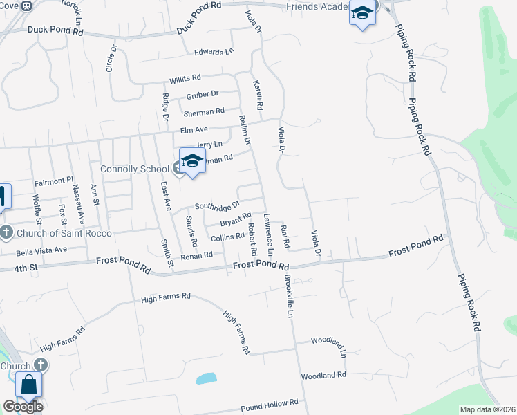 map of restaurants, bars, coffee shops, grocery stores, and more near 49 Southridge Drive in Glen Cove