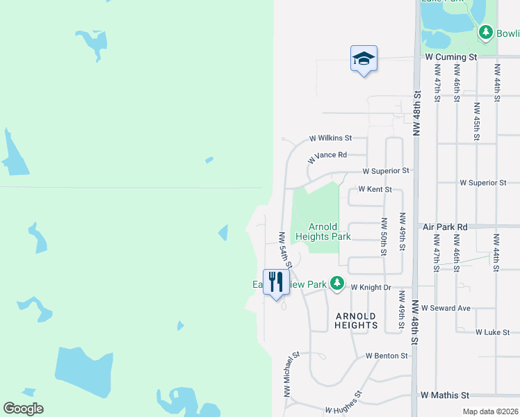 map of restaurants, bars, coffee shops, grocery stores, and more near 4235 Northwest 57th Court in Lincoln