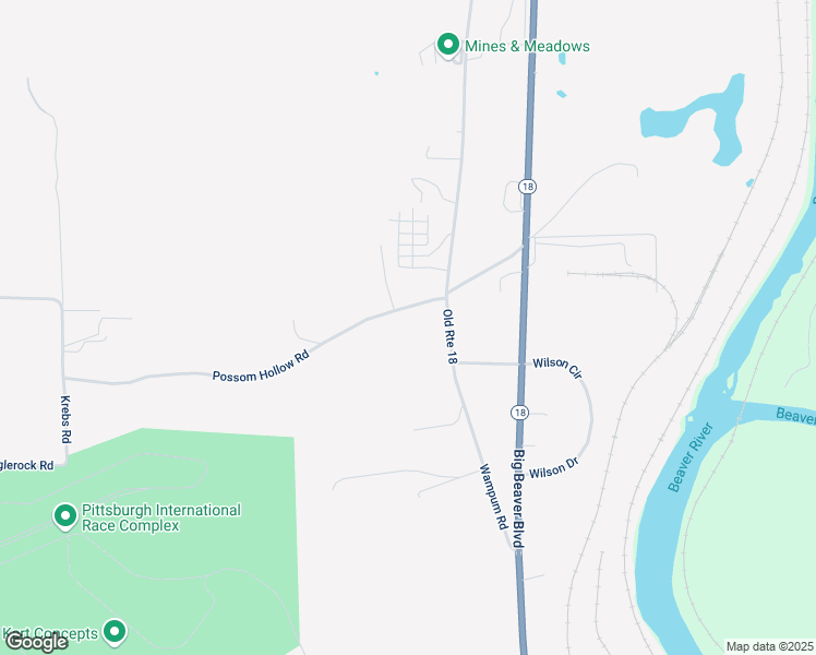 map of restaurants, bars, coffee shops, grocery stores, and more near 884 Possum Hollow Road in Wampum