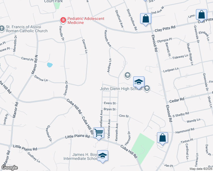 map of restaurants, bars, coffee shops, grocery stores, and more near 87 Newfoundland Avenue in Huntington