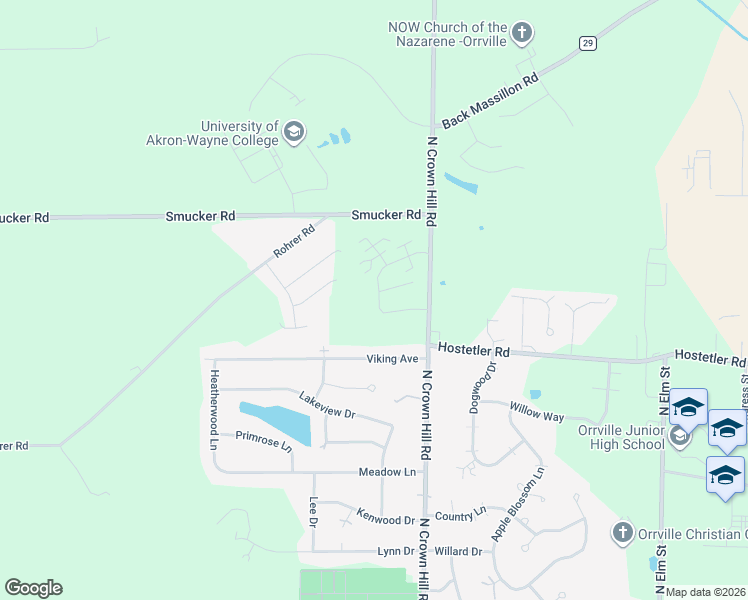 map of restaurants, bars, coffee shops, grocery stores, and more near 1772 Blackberry Lane in Orrville