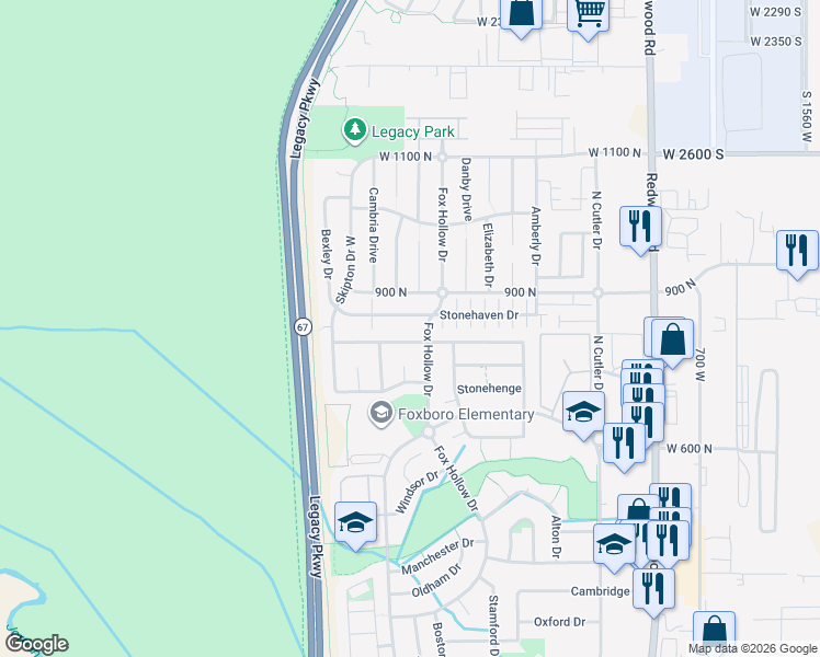 map of restaurants, bars, coffee shops, grocery stores, and more near 1049 Stonehaven Drive in North Salt Lake