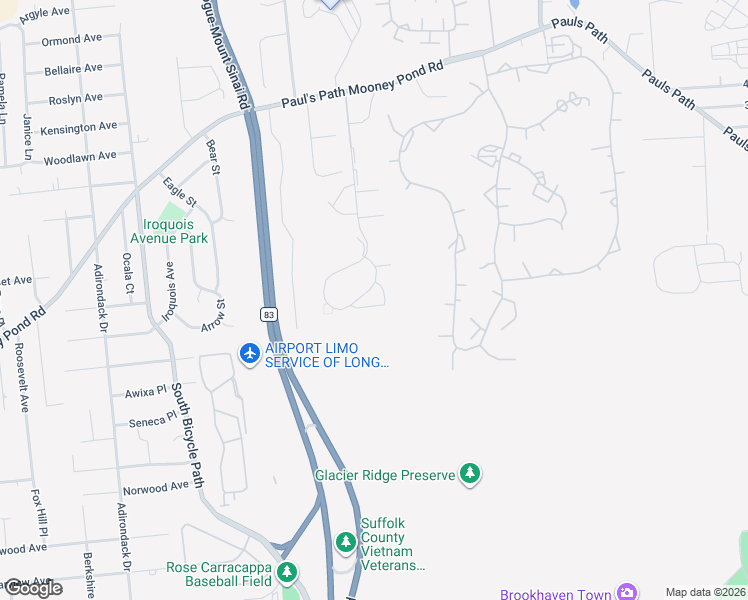 map of restaurants, bars, coffee shops, grocery stores, and more near 14 Sycamore Court in Selden