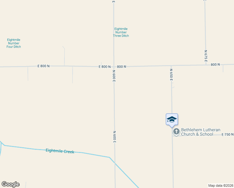 map of restaurants, bars, coffee shops, grocery stores, and more near 7805 North 600 East in Ossian