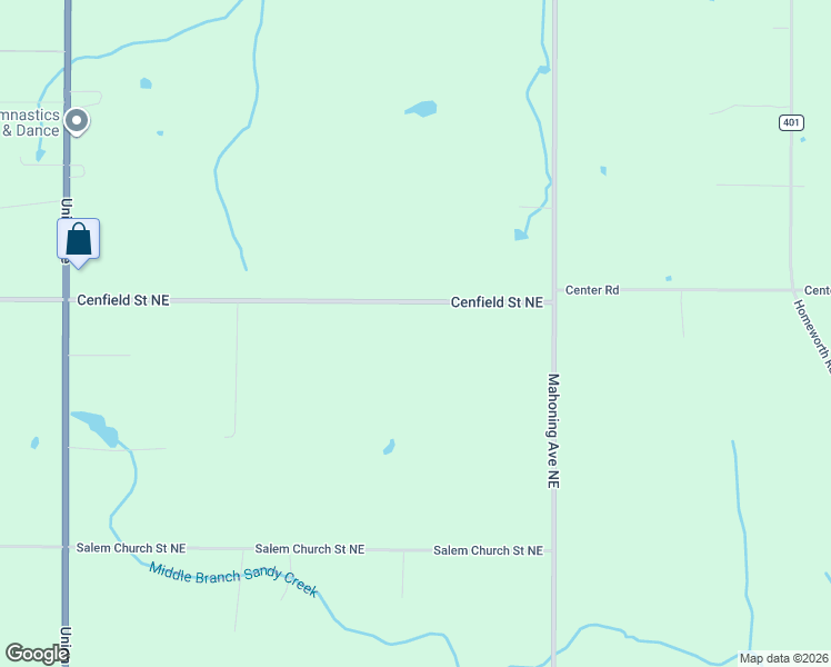 map of restaurants, bars, coffee shops, grocery stores, and more near 16339 Cenfield Street Northeast in Alliance