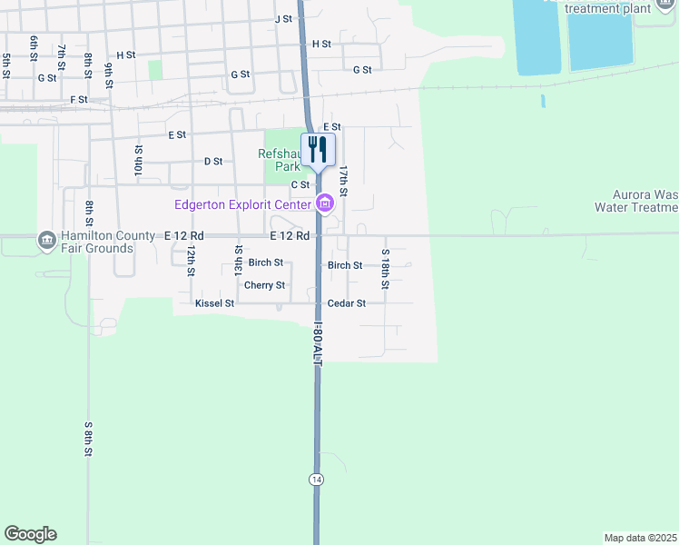 map of restaurants, bars, coffee shops, grocery stores, and more near 148-198 South 17th Street in Aurora