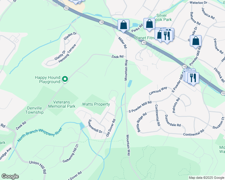 map of restaurants, bars, coffee shops, grocery stores, and more near 700 Mountain Way in Morris Plains
