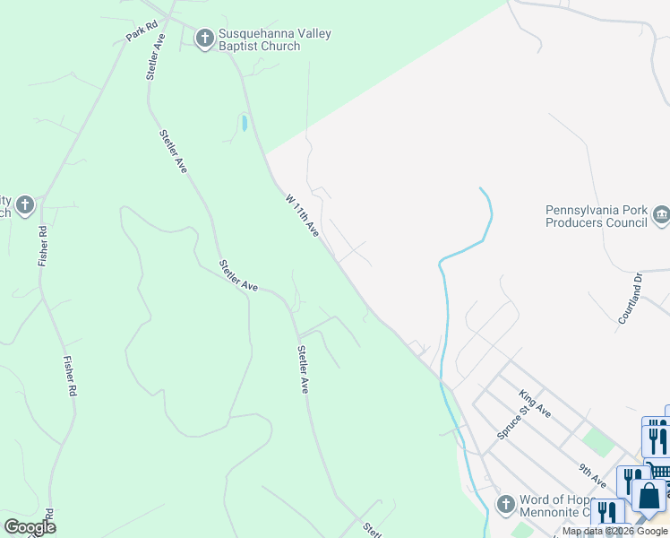 map of restaurants, bars, coffee shops, grocery stores, and more near 759 West 11th Avenue in Shamokin Dam