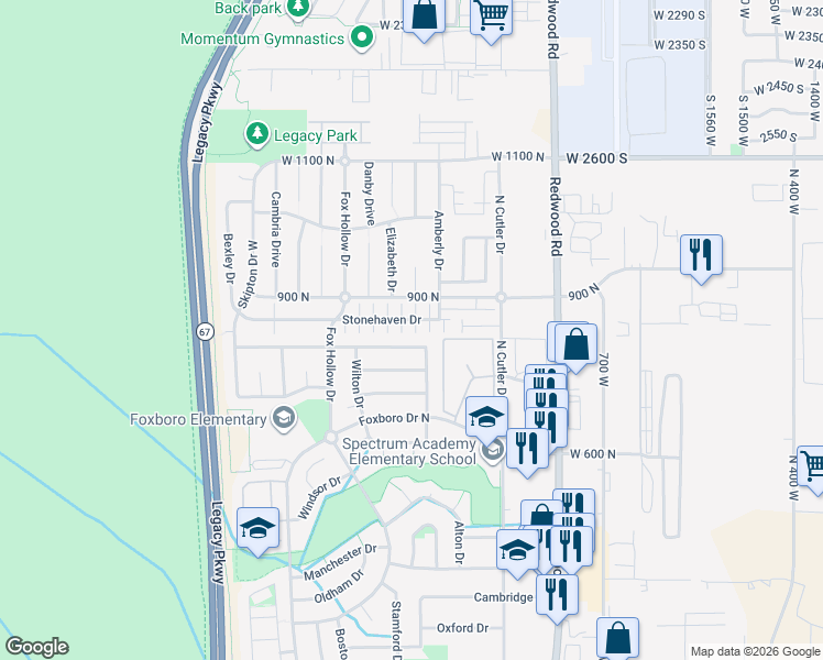 map of restaurants, bars, coffee shops, grocery stores, and more near 939 Stonehaven Drive in North Salt Lake