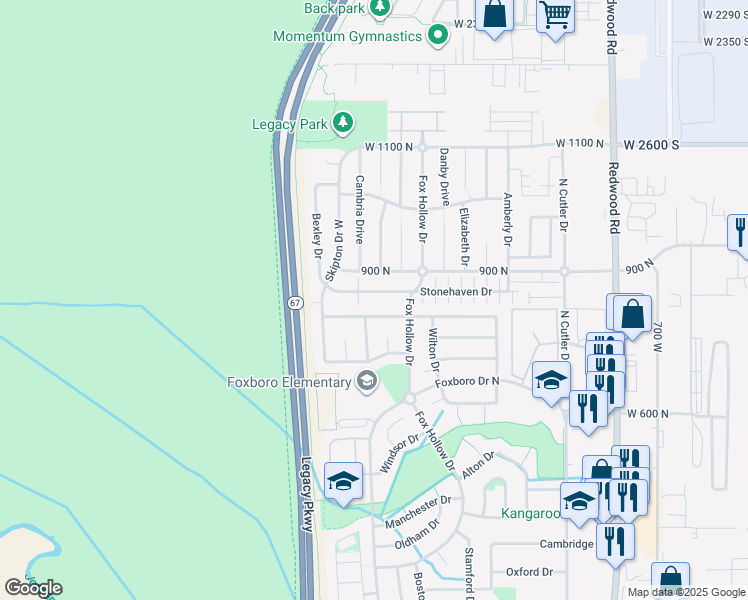 map of restaurants, bars, coffee shops, grocery stores, and more near 1083 Stonehaven Drive in North Salt Lake